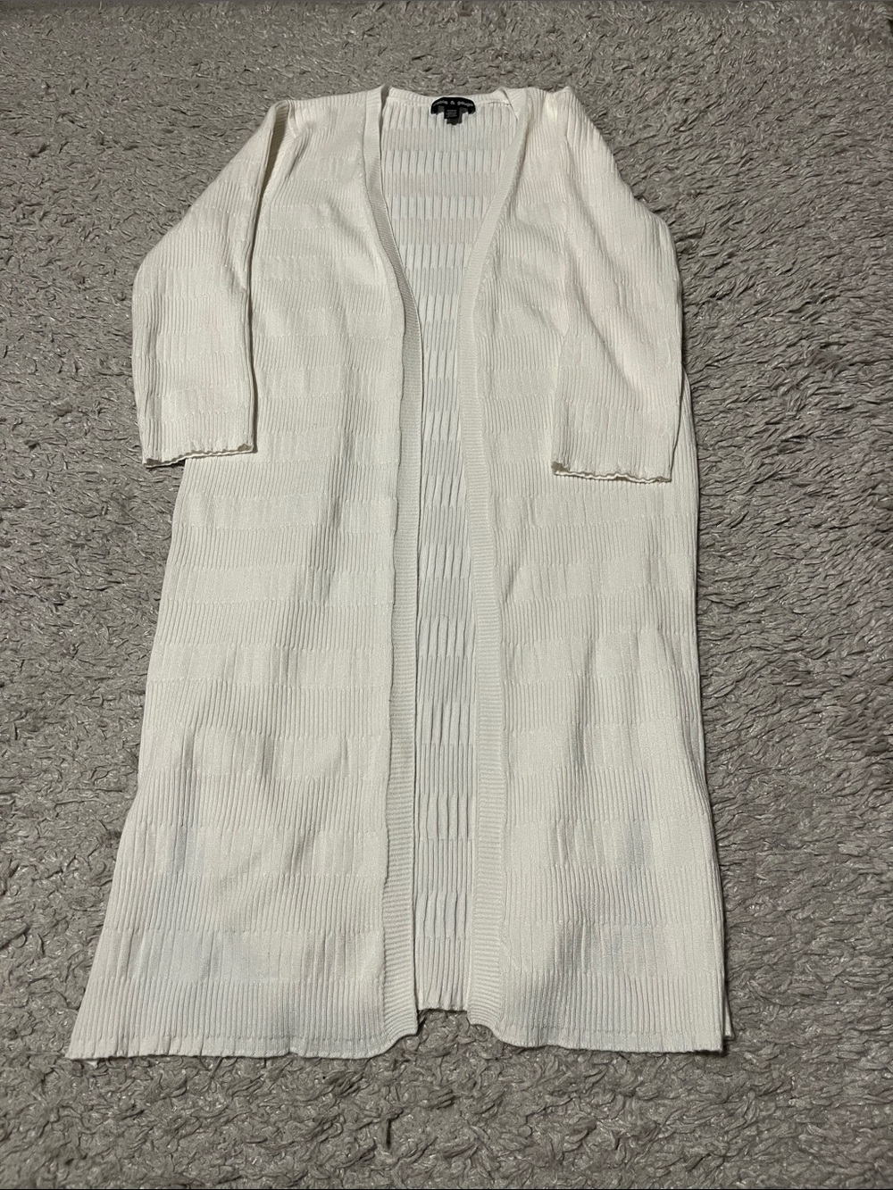 Cable & Gauge Cream Open-Front Long Knit Cardigan